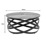 Monar table, solid sheesham wood in walnut color with black metal legs, Φ60x30cm - Image 2