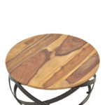 Monar table, solid sheesham wood in walnut color with black metal legs, Φ60x30cm - Image 3