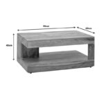 Volino table solid sheesham wood in walnut shade 90x60x40cm - Image 2