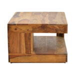 Volino table solid sheesham wood in walnut shade 90x60x40cm - Image 4