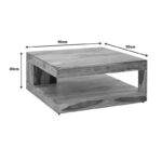 Stolic table solid sheesham wood in walnut shade 90x90x40cm - Image 2