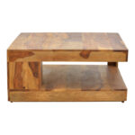 Stolic table solid sheesham wood in walnut shade 90x90x40cm - Image 3