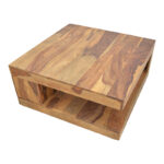 Stolic table solid sheesham wood in walnut shade 90x90x40cm - Image 4