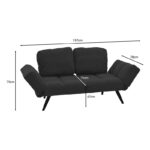 Sofa-bed 3-seater Jackie fabric anthracite-metal black 190x78x75cm - Слика 6