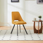 Chair Initiate teddy fabric yellow-black metal leg 48x57x85cm - Слика 2