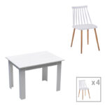 Комплет трпезариска маса од 5 парчиња Манка-Аурора I во бела боја 110x80x77 см