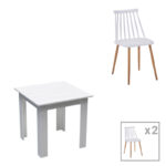 Dining table Manka I-Aurora I set of 3 pieces in white shade 80x80x77cm