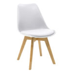 Julita-Gaston dining table set of 5 MDF and beech wood in white-natural shade D80x73cm - Image 2