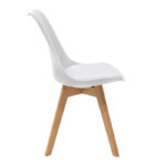 Julita-Gaston dining table set of 5 MDF and beech wood in white-natural shade D80x73cm - Image 4