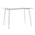 Quana-Gaston dining table set of 5 pieces glass 8mm transparent - white 120x70x75cm - Image 5