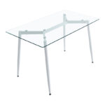 Quana-Gaston dining table set of 5 pieces glass 8mm transparent - white 120x70x75cm - Image 6