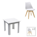 Dining table set of 3 pieces Manka-Gaston in white color 80x80x77cm