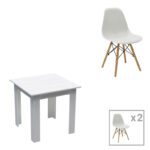 Комплет трпезариски маси од 3 парчиња Манка-Јулита во бела боја 80x80x77 см