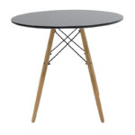 Julita-Noor dining table set of 5 pcs MDF black-natural legs Φ80x73cm - Слика 6