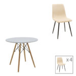 Комплет трпезариски маси Julita-Noor од 3 парчиња МДФ црни-природни ногарки Φ80x73 см