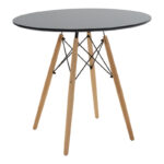 Julita-Noor dining table set of 5 pcs MDF black-beige-natural Φ80x73cm - Image 5