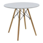 Dining table Julita-Noor set of 5 pcs MDF white-grey-natural legs D80x76cm - Слика 5