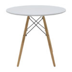 Dining table Julita-Noor set of 5 pcs MDF white-grey-natural legs D80x76cm - Слика 6