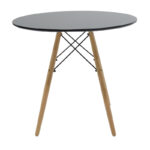 Dining table Julita-Noor set of 5 pcs MDF black-grey-natural legs D80x76cm - Слика 6