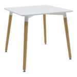 Dining table Natali-Noor set of 3 pcs MDF white-dark grey-natural legs 80x80x76cm - Image 5