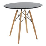 Dining table Julita-Noor set of 5 pcs MDF black-dark grey-natural legs D80x73cm - Слика 5