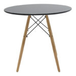 Dining table Julita-Noor set of 5 pcs MDF black-dark grey-natural legs D80x73cm - Слика 6