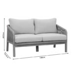 Malibu 2-seater sofa solid acacia wood-beige fabric 138x79.5x68.5cm - Слика 2