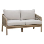 Malibu 2-seater sofa solid acacia wood-beige fabric 138x79.5x68.5cm