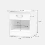 Kona bedside table in white shade 40x34x42cm - Слика 4