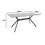 Nerelis natural mdf table and black metal leg 160x90x75cm - Слика 5