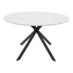 Table Xuson white marble color top-black metal legs D120x75cm - Слика 2