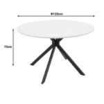 Table Xuson white marble color top-black metal legs D120x75cm - Слика 4