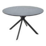 Table Xuson black marble color top-black metal legs D120x75cm