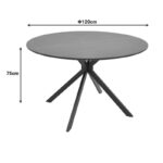 Table Xuson black marble color top-black metal legs D120x75cm - Image 4