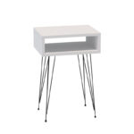Naida bedside table in white shade - black metal legs 40x30x59cm