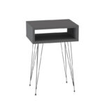 Naida bedside table in anthracite shade - black metal legs 40x30x59cm