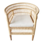 Armchair Necorian teak wood and pe rattan in natural color and white pillow 80x70x87cm - Image 4