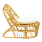 Armchair Tromso pe rattan in natural color and beige pillow 80x85x98cm - Image 3