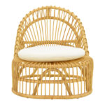Armchair Tromso pe rattan in natural color and beige pillow 80x85x98cm - Image 4