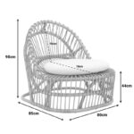 Armchair Tromso pe rattan in natural color and beige pillow 80x85x98cm - Image 6