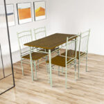 Dining table Roza II set of 5 pcs mdf in natural shade with white metal legs 110x60x74cm - Слика 2