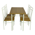Dining table Roza II set of 5 pcs mdf in natural shade with white metal legs 110x60x74cm - Слика 3