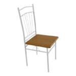 Dining table Roza II set of 5 pcs mdf in natural shade with white metal legs 110x60x74cm - Слика 4