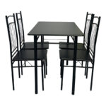 Dining table Roza II set of 5 pcs mdf in black shade with black metal legs 110x60x74cm - Слика 3