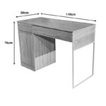 Kantor work desk in natural shade with white metal leg 110x50x76cm - Слика 4