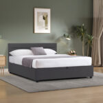 Molito anthracite velvet bed with storage space 150x200cm - Image 2