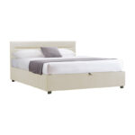 Кадифеен кревет Молито во екру нијанса со простор за складирање 150x200 см