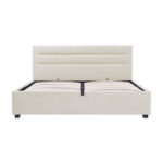 Molito velvet bed in ecru shade with storage space 150x200cm - Image 3