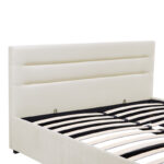 Molito velvet bed in ecru shade with storage space 150x200cm - Image 4