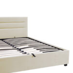 Molito velvet bed in ecru shade with storage space 150x200cm - Image 5